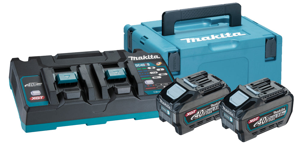 Makita Power Source-Kit XGT 40V max. | 2x 5,0 Ah Akkus + Doppel-Schnellladegerät | Im MAKPAC 3 - 191U13-9