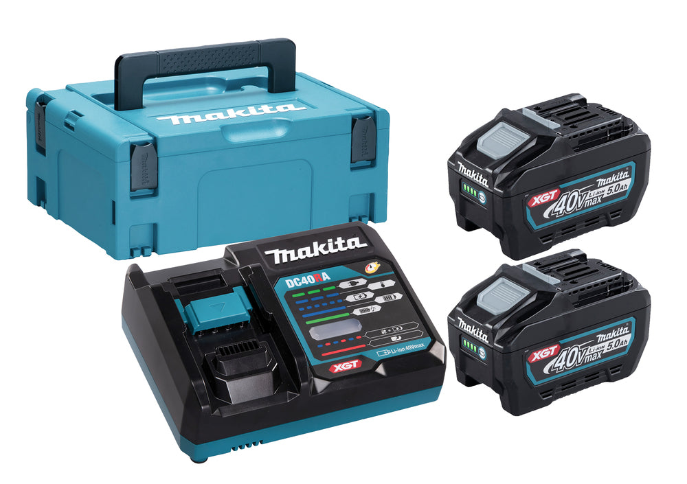 Makita Power Source-Kit XGT 40V max. | 2x 5,0 Ah Akku + Schnellladegerät | Im MAKPAC 2 - 191V35-5