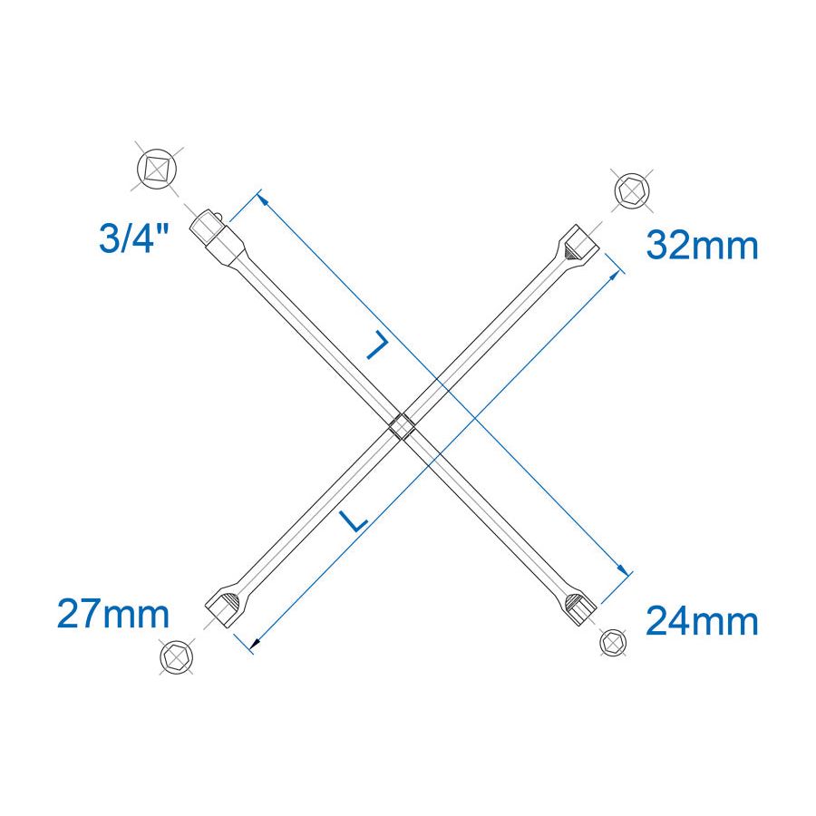 KING TONY Profi-Werkzeuge - Kreuzschlüssel, metrisch, 24-27-32 mm 19932427