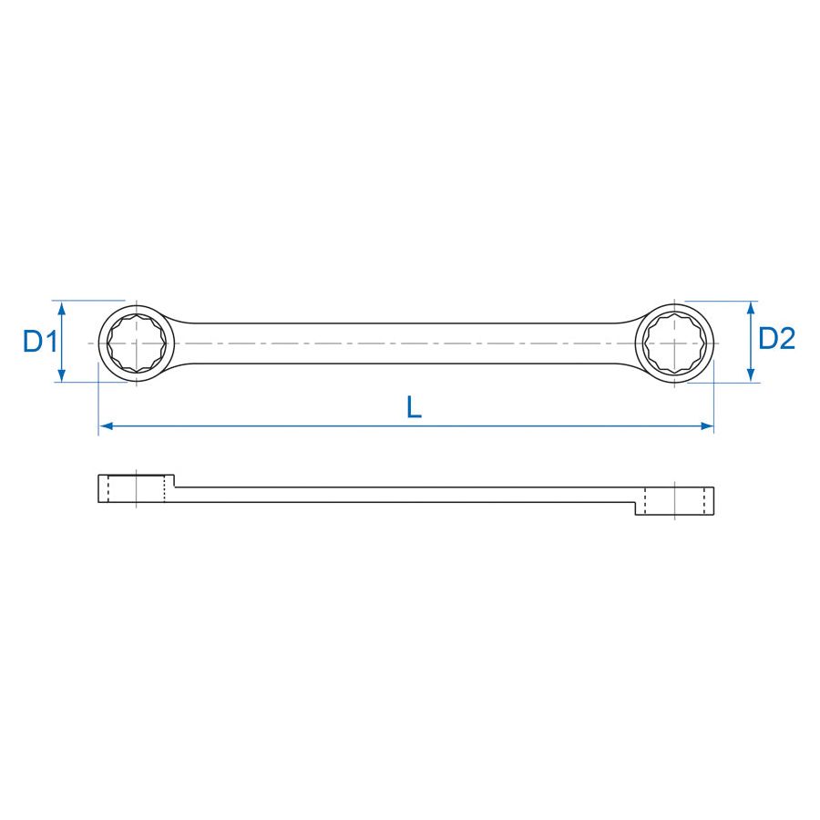 KING TONY Profi-Werkzeuge - Doppel-Ringschlüssel, gerade, lang - 10 x 11 mm 19B01011