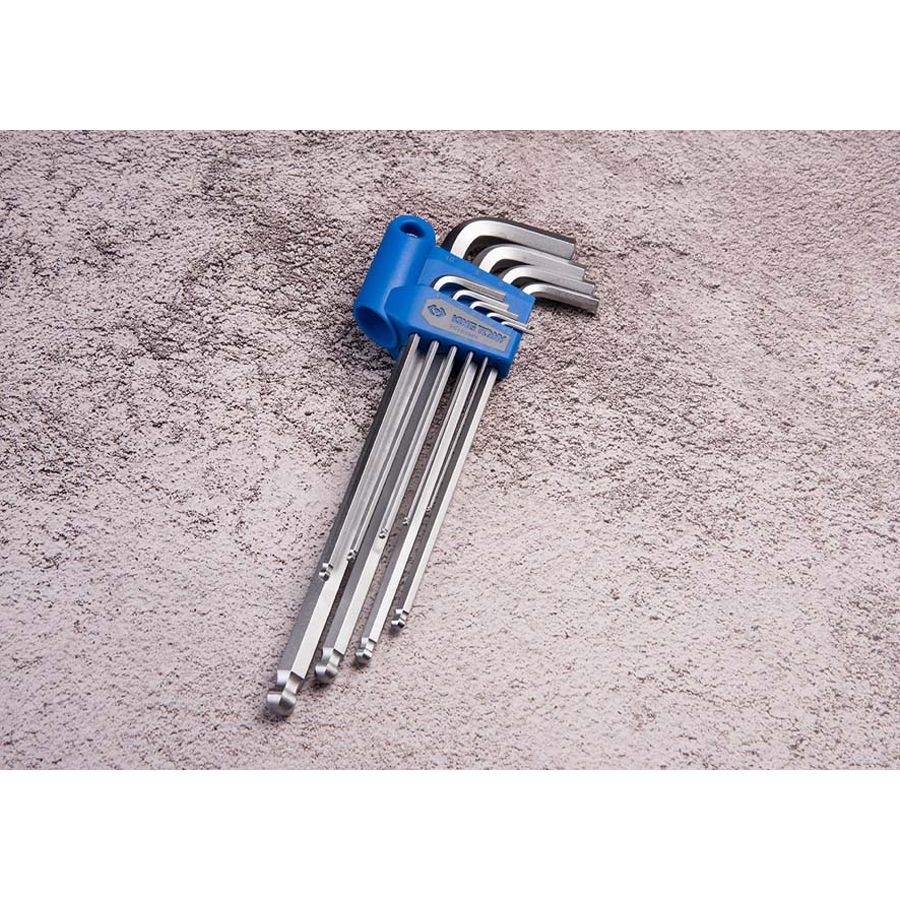 KING TONY Profi-Werkzeuge - 6-Kantschlüssel-Set, runder Kopf, extra lang, metrisch - 9 tlg. 20109MR