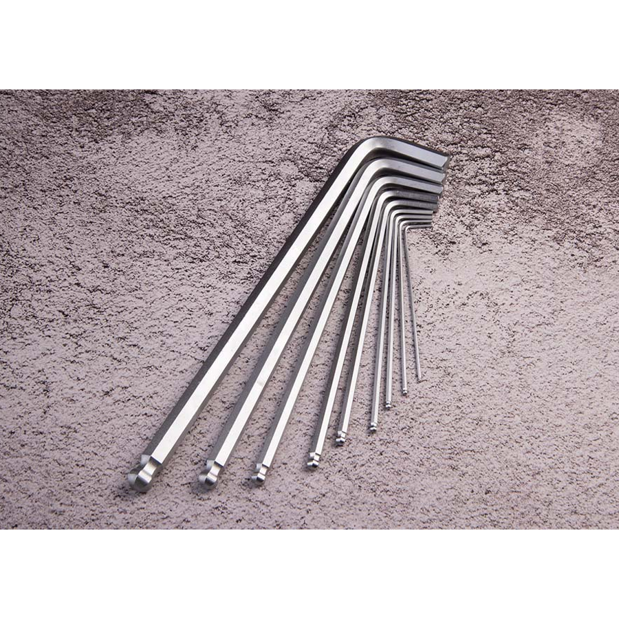 KING TONY Profi-Werkzeuge - 6-Kantschlüssel-Set, runder Kopf, extra lang, metrisch - 9 tlg. 20109MR