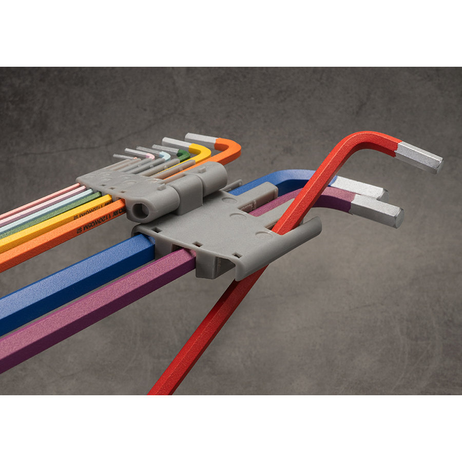 KING TONY Profi-Werkzeuge - 6-Kantschlüssel-Set, runder Kopf, extra lang - 9 tlg. Farbcode 20109MW