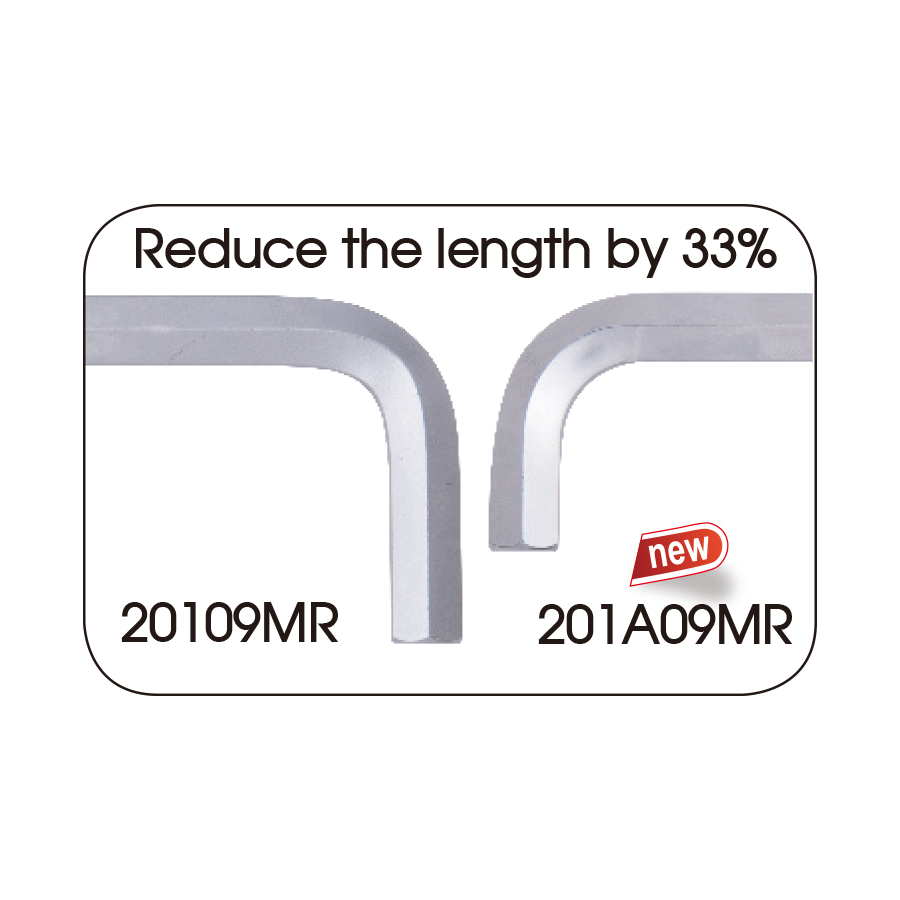 KING TONY Profi-Werkzeuge - 6-Kantschlüssel-Set, runder Kopf, extra lang, metrisch - 9 tlg. 201A09MR