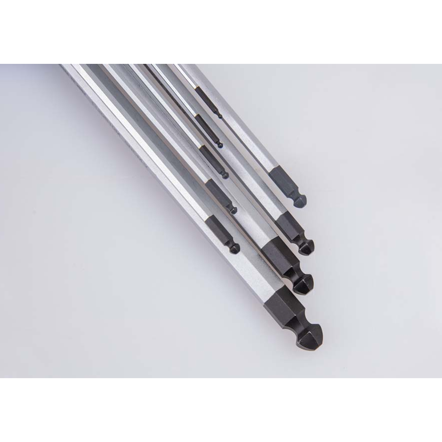 KING TONY Profi-Werkzeuge - 6-Kantschlüssel-Set, runder Kopf, extra lang, metrisch - 9 tlg. 201B09MR