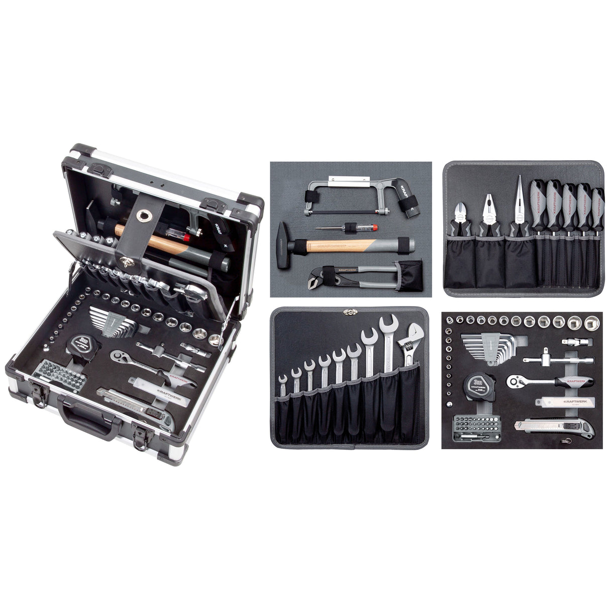 Kraftwerk BASIC LINE 1/4" + 3/8" Umschaltknarren Steckschlüsselsatz Werkzeugkoffer B143, 102-tlg