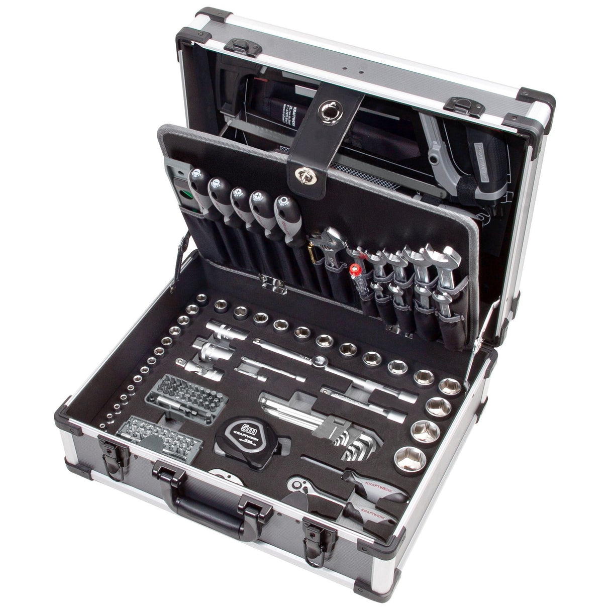 Kraftwerk BASIC LINE 1/4" + 1/2" Umschaltknarren Steckschlüsselsatz Werkzeugkoffer B147, 158-tlg