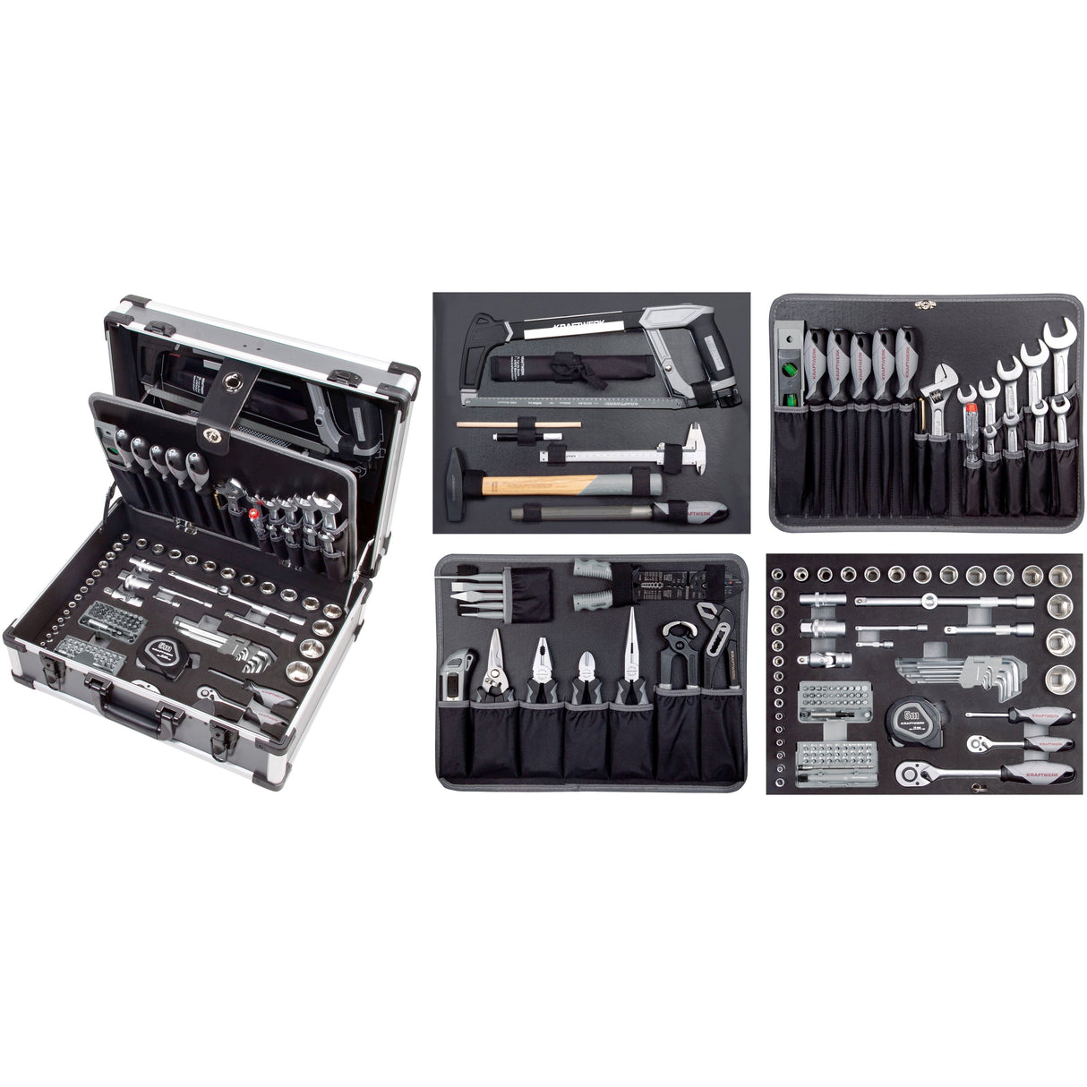 Kraftwerk BASIC LINE 1/4" + 1/2" Umschaltknarren Steckschlüsselsatz Werkzeugkoffer B147, 158-tlg