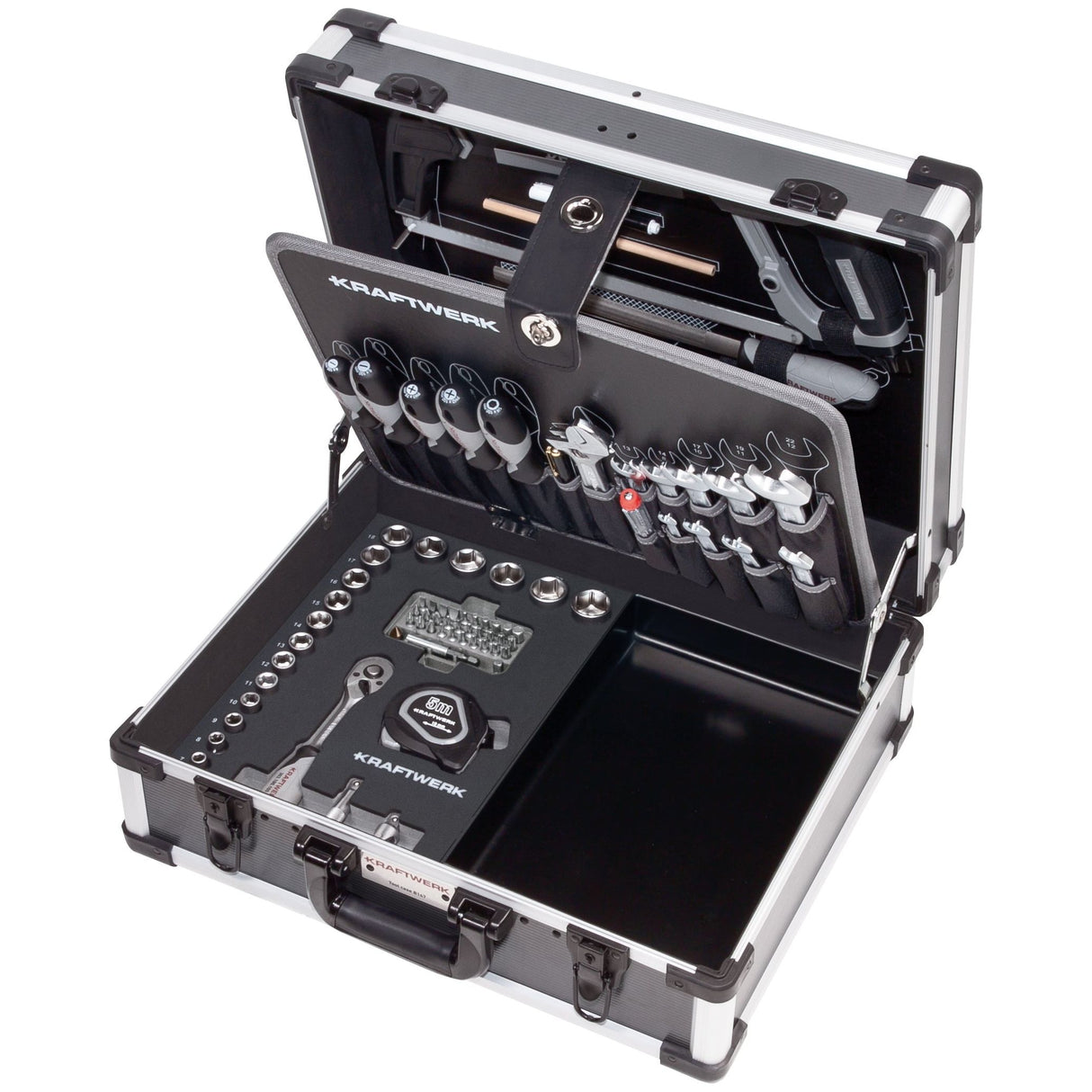 Kraftwerk BASIC LINE 3/8" Umschaltknarre Steckschlüsselsatz Werkzeugkoffer B147, 97-tlg