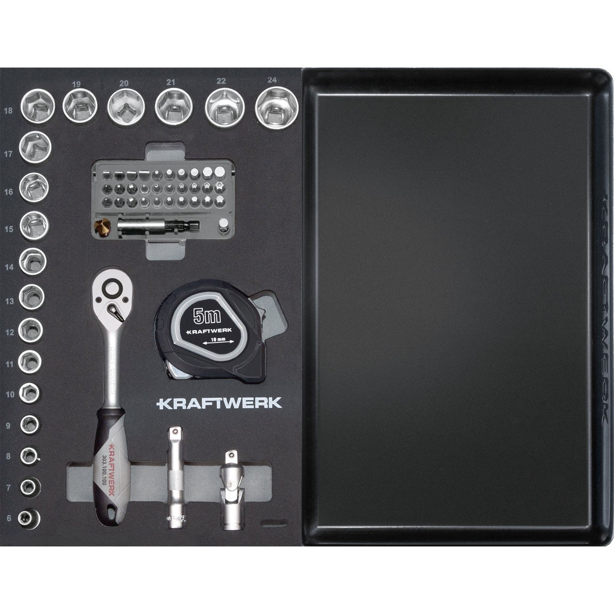 Kraftwerk BASIC LINE 3/8" Umschaltknarre Steckschlüsselsatz Werkzeugkoffer B147, 97-tlg