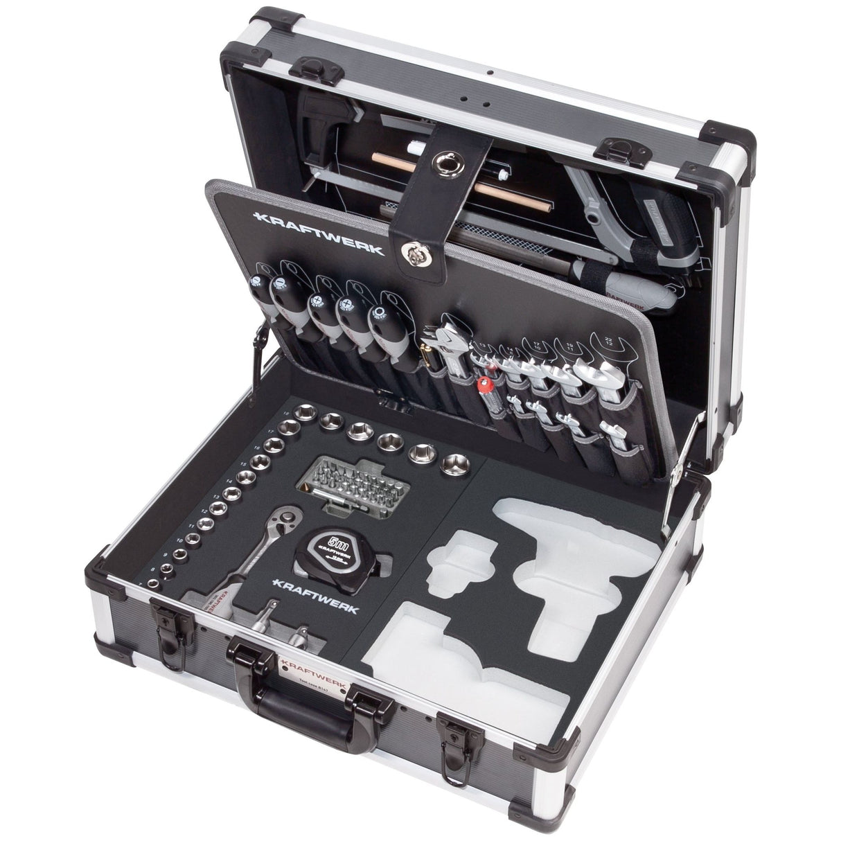 Kraftwerk BASIC LINE 3/8" Umschaltknarre Steckschlüsselsatz Werkzeugkoffer B147, mit Bosch Einlage, 97-tlg