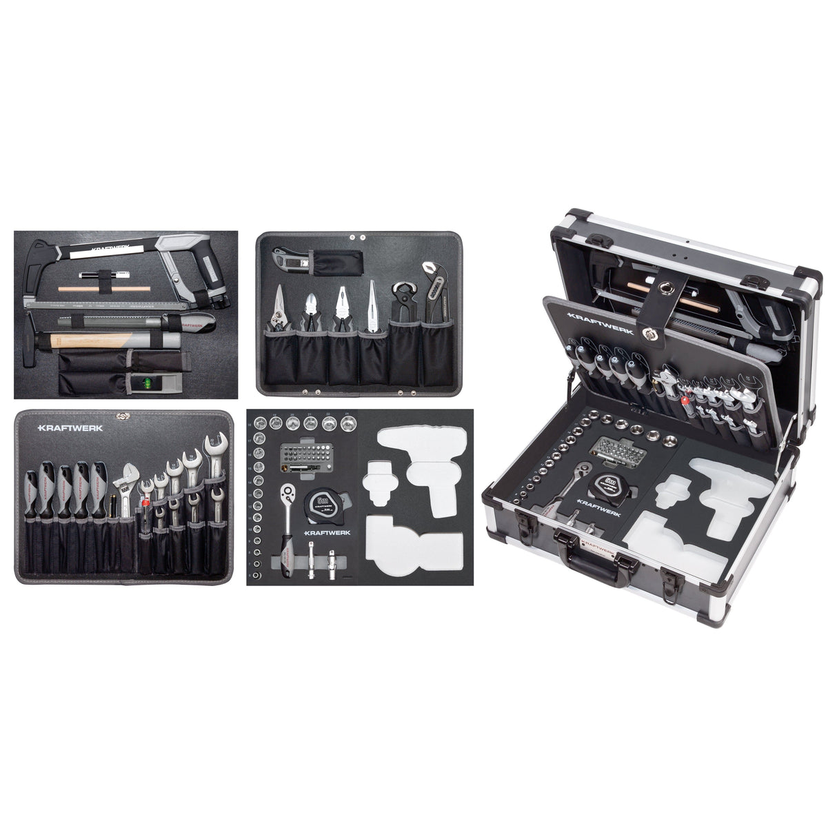Kraftwerk BASIC LINE 3/8" Umschaltknarre Steckschlüsselsatz Werkzeugkoffer B147, mit Bosch Einlage, 97-tlg