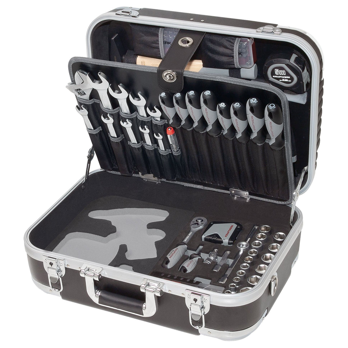 Kraftwerk BASIC LINE 3/8" Umschaltknarre Steckschlüsselsatz Werkzeugkoffer B160, mit Bosch Einlage, 162-tlg