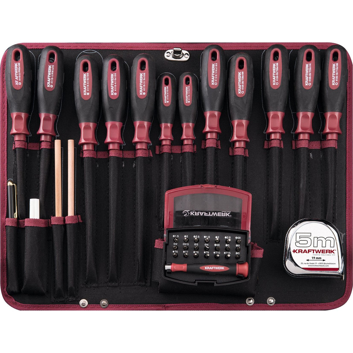 Kraftwerk PRO LINE 1/4" + 3/8" Umschaltknarren Steckschlüsselsatz Werkzeugkoffer P300, 186-tlg