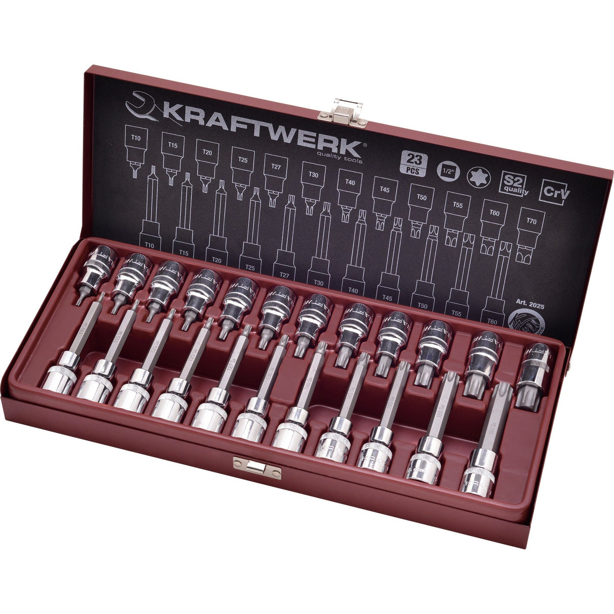Kraftwerk 1/2" TX-Schraubendreher-Steckschlüsseleinsatz-Satz, TORX, 23-tlg