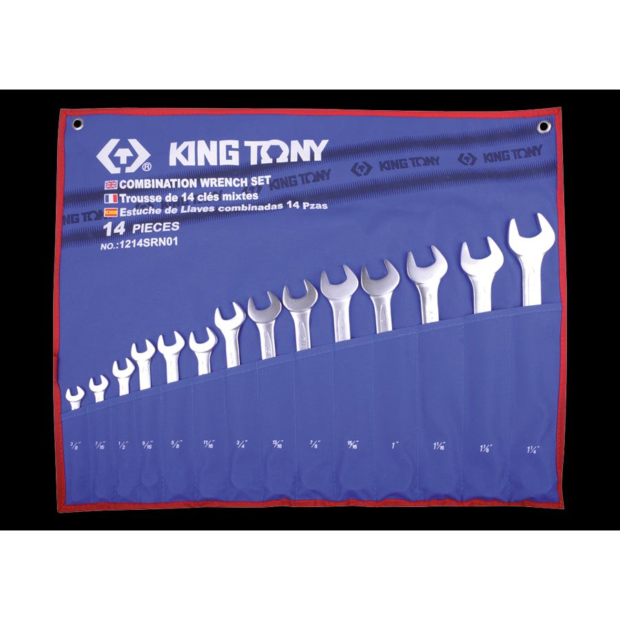KING TONY Profi-Werkzeuge - Ring-Maulschlüssel-Set, Zoll - 14 tlg. 1214SRN01