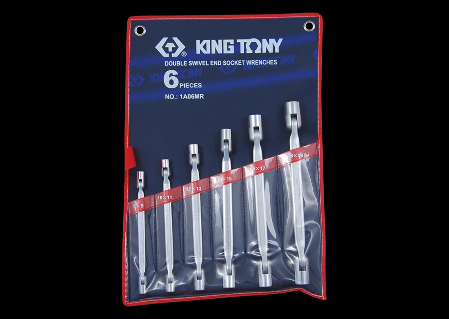 KING TONY Profi-Werkzeuge - 12-Kant Doppelgelenk-Steckschlüsselset - 6 tlg. 1A06MR