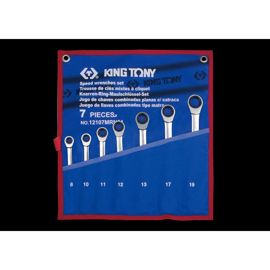 KING TONY Profi-Werkzeuge - Ratschen-Ring-Maulschlüssel-Set, metrisch - 7 tlg. 12107MRN01