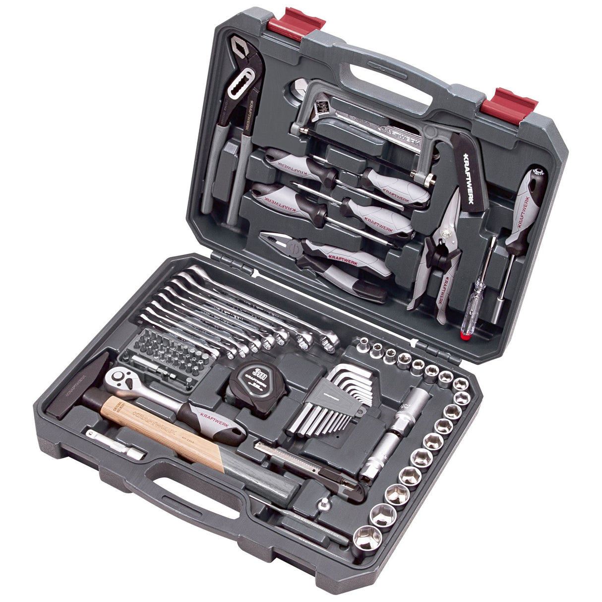 Kraftwerk BASIC LINE 3/8" Umschaltknarre Steckschlüsselsatz Werkzeugkoffer, 90-tlg