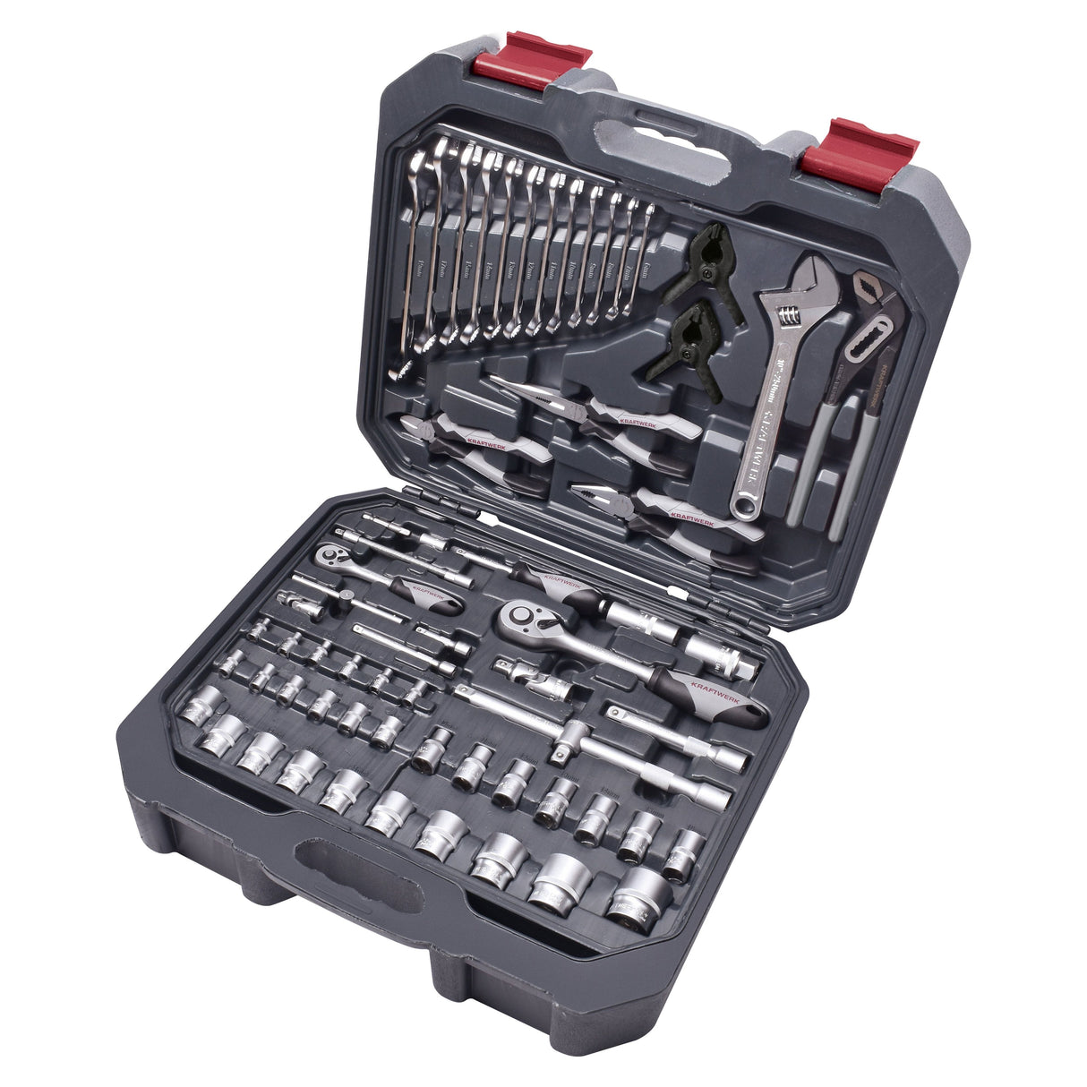 Kraftwerk BASIC LINE 1/4" + 1/2" Umschaltknarren Steckschlüsselsatz Werkzeugkoffer, 266-tlg