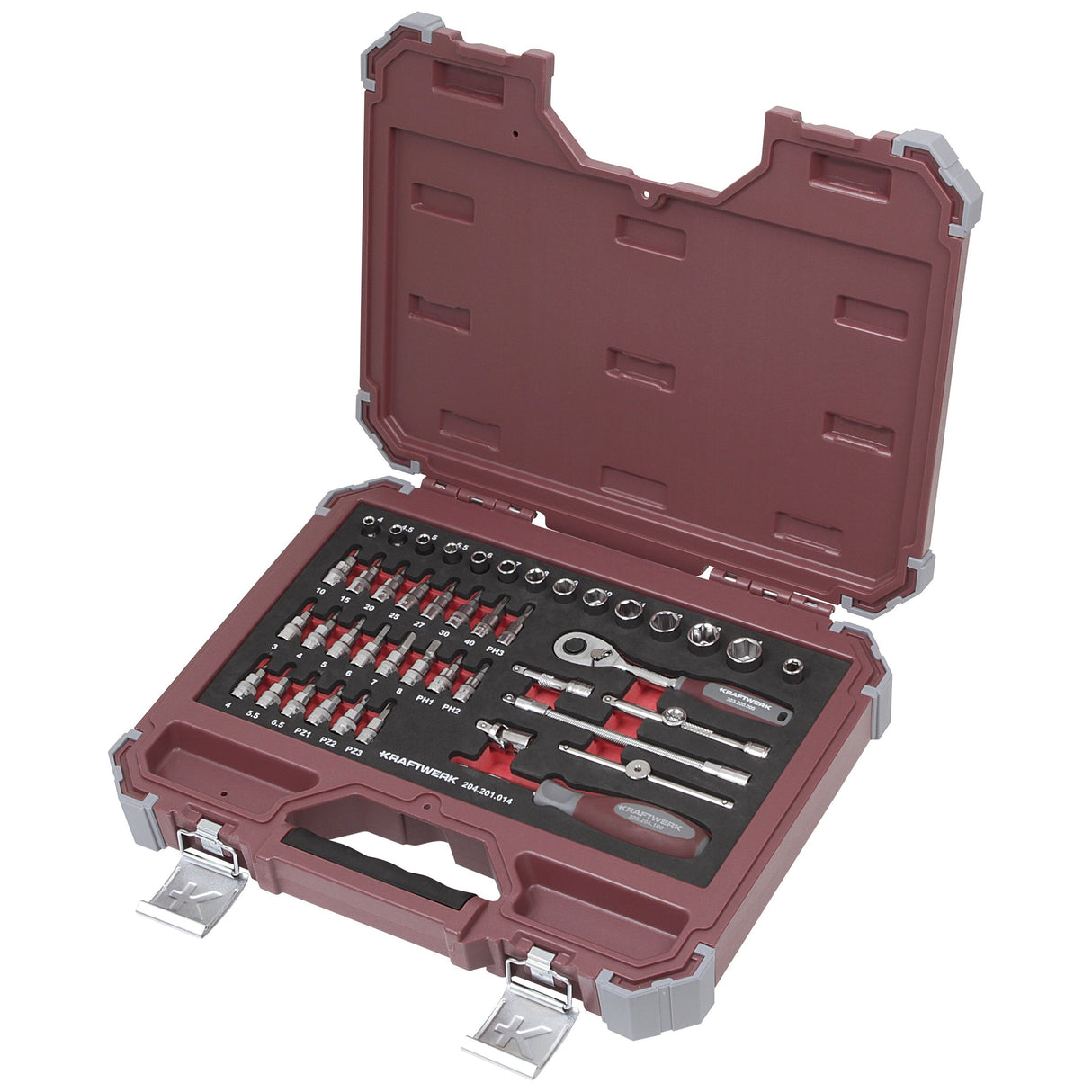 Kraftwerk PRO LINE 1/4" Umschaltknarre Steckschlüssel-Satz, 44-tlg