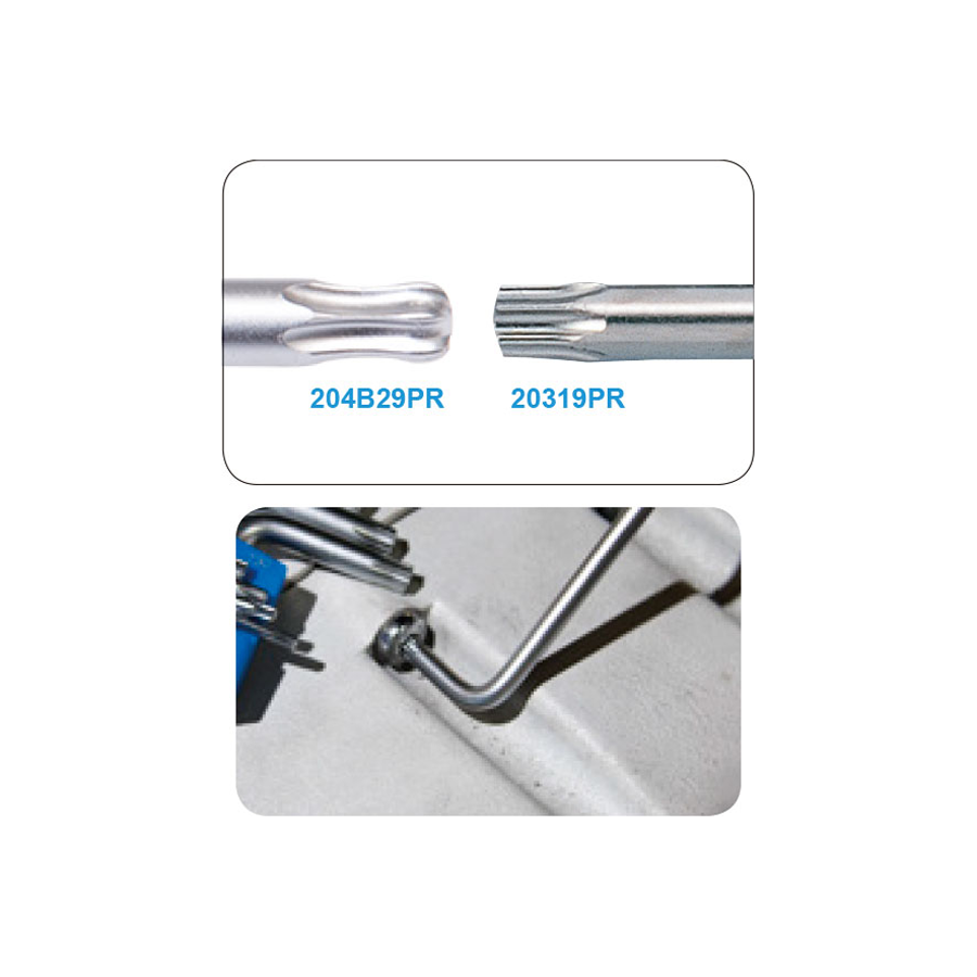 KING TONY Profi-Werkzeuge - TORX® 6-Kantschlüssel-Set, metrisch, runder Kopf, extra lang - 9 tlg. 204B29PR