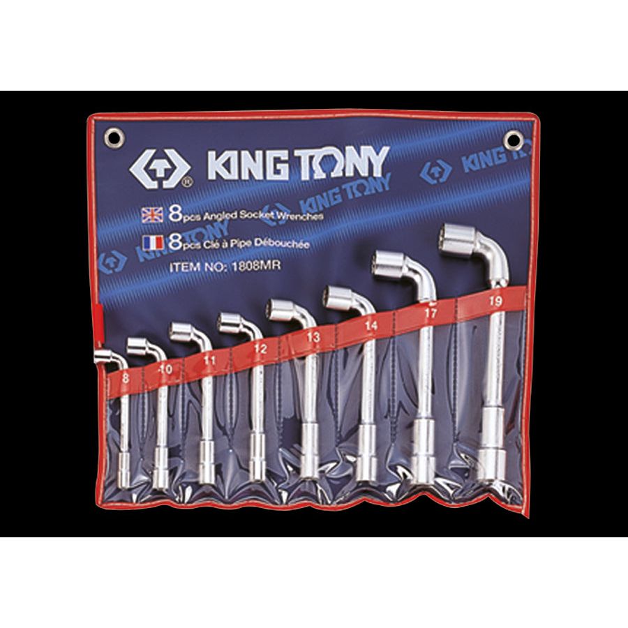 KING TONY Profi-Werkzeuge - 6+12-Kant Winkelsteckschlüssel-Set - 8 tlg. 1808MR