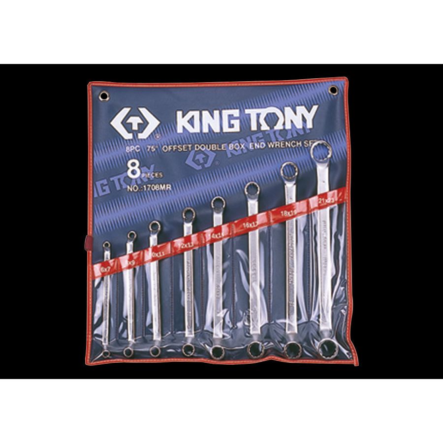 KING TONY Profi-Werkzeuge - Polygonaler Doppel-Ringschlüssel-Set, 75°, metrisch - 8 tlg. 1708MR