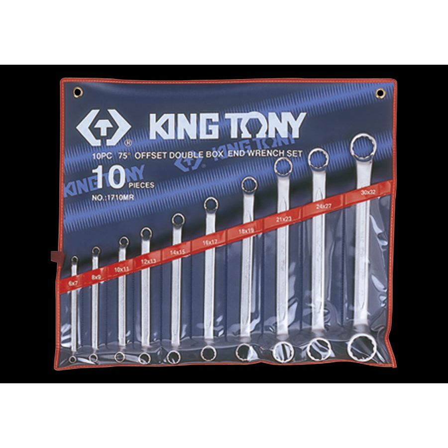 KING TONY Profi-Werkzeuge - Polygonaler Doppel-Ringschlüssel-Set, 75°, metrisch - 10 tlg. 1710MR
