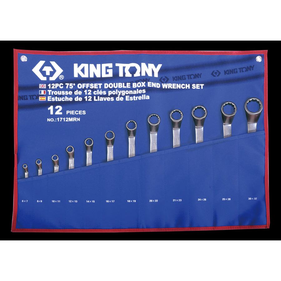 KING TONY Profi-Werkzeuge - Polygonaler Doppel-Ringschlüssel-Set, 75°, metrisch - 12 tlg. 1712MRN