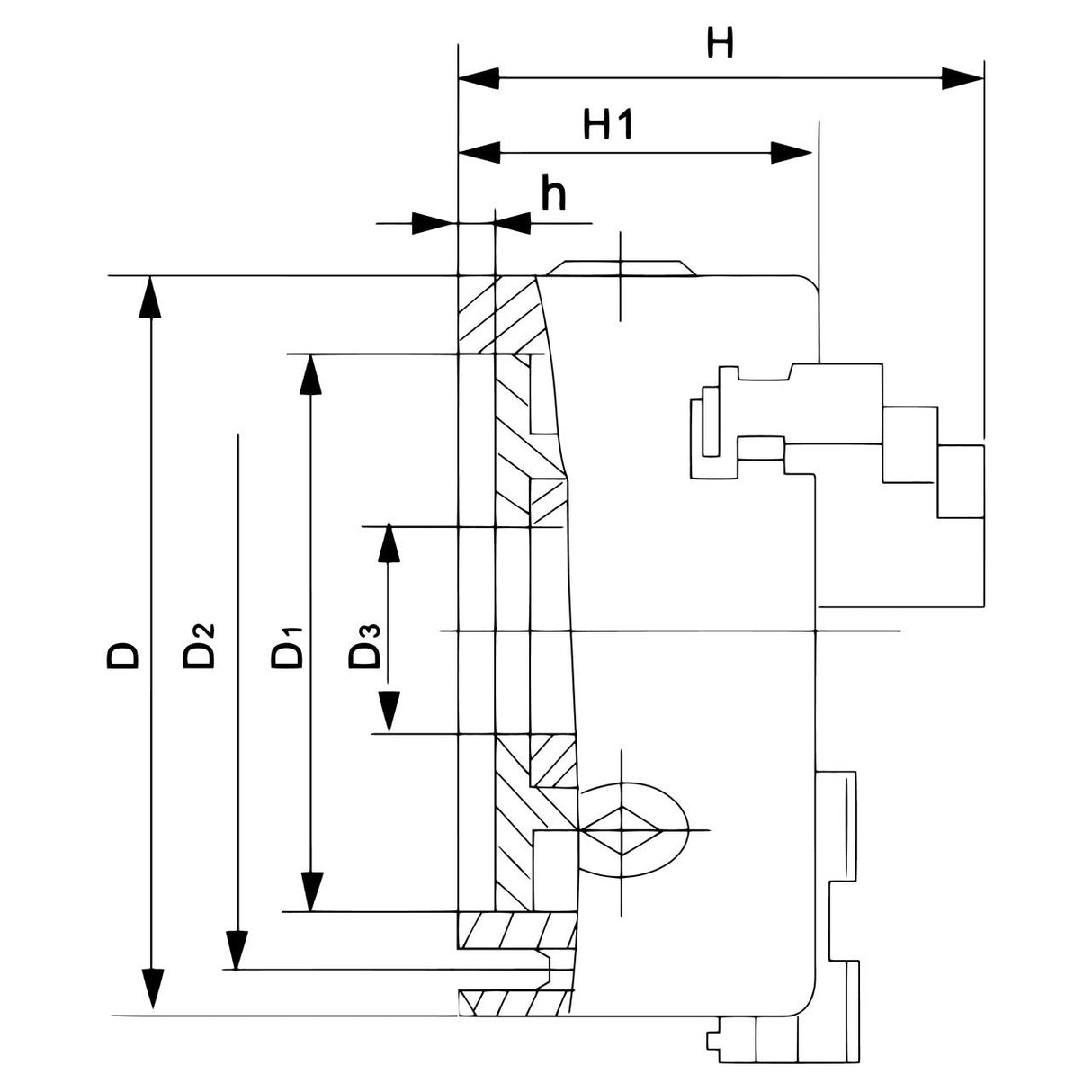 BERNARDO 3-Backenfutter aus Guss – Modell Standard-3-Backenfutter DK11-160
