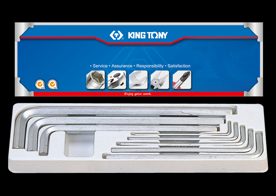 KING TONY Profi-Werkzeuge - 6-Kantschlüssel-Set, extra lang, Zoll - 8 tlg. 20208SR01