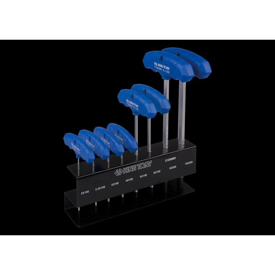 KING TONY Profi-Werkzeuge - T-Griff 6-Kantschlüssel-Set, mit Ständer - 8 tlg. 21208MR