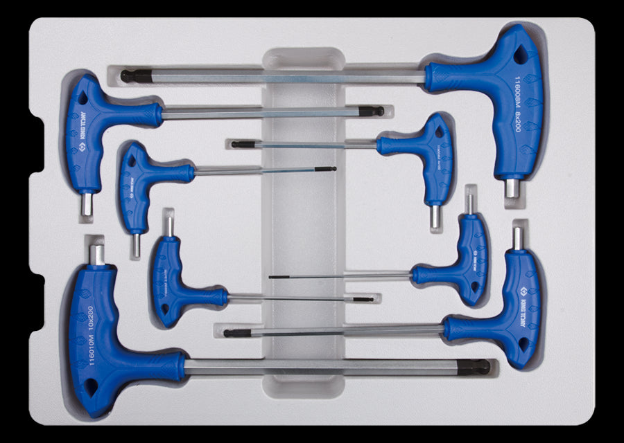 KING TONY Profi-Werkzeuge - L-Griff-Inbusschlüssel-Set, runder Kopf - 8 tlg. 22108MR