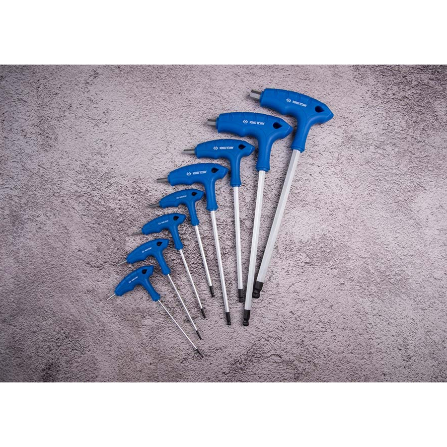 KING TONY Profi-Werkzeuge - L-Griff-Inbusschlüssel-Set, runder Kopf - 8 tlg. 22108MR