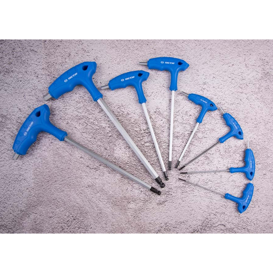 KING TONY Profi-Werkzeuge - L-Griff-Inbusschlüssel-Set, runder Kopf - 8 tlg. 22108MR