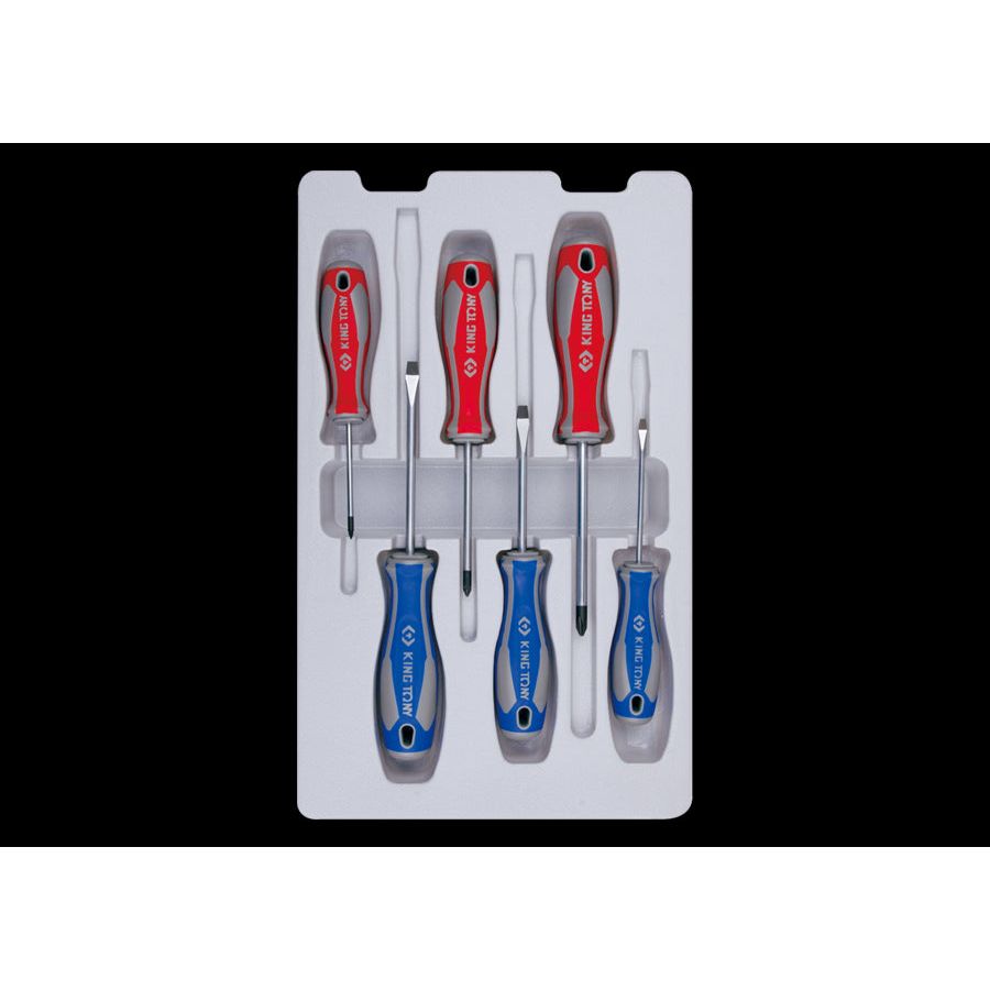 KING TONY Profi-Werkzeuge - Schraubendreher-Set für Schlitz- und Kreuzschlitzschrauben - 6 tlg. 31116MR