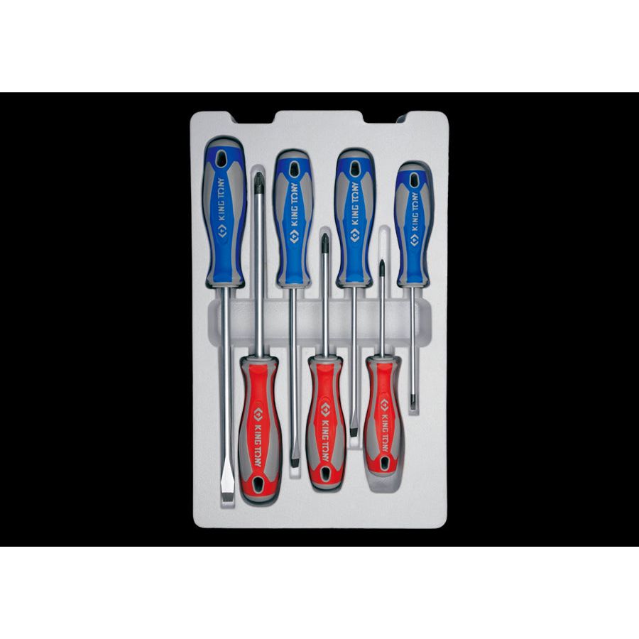 KING TONY Profi-Werkzeuge - Schlitz- und PHILLIPS®-Schraubendreher-Set - 7 tlg. 30127MR