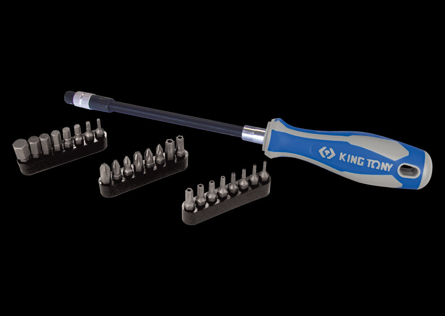 KING TONY Profi-Werkzeuge - Flexibler Schraubenzieher, Bit-Halter - 25 tlg. 1025CQ