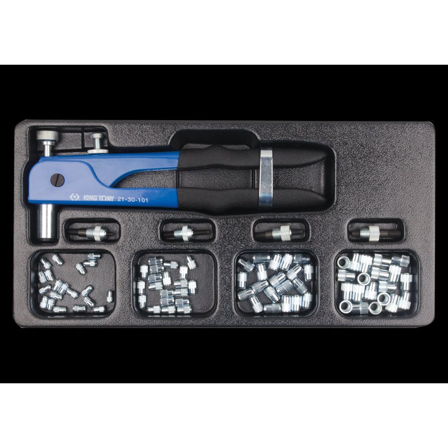 KING TONY Profi-Werkzeuge - Manueller Nietzangen-Set, mit Zubehör - 85 tlg. 213009MR
