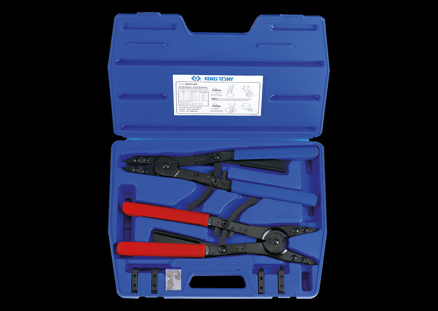 KING TONY Profi-Werkzeuge - Verstellbares Sprengringzangen-Set - 11 tlg. 45211PP