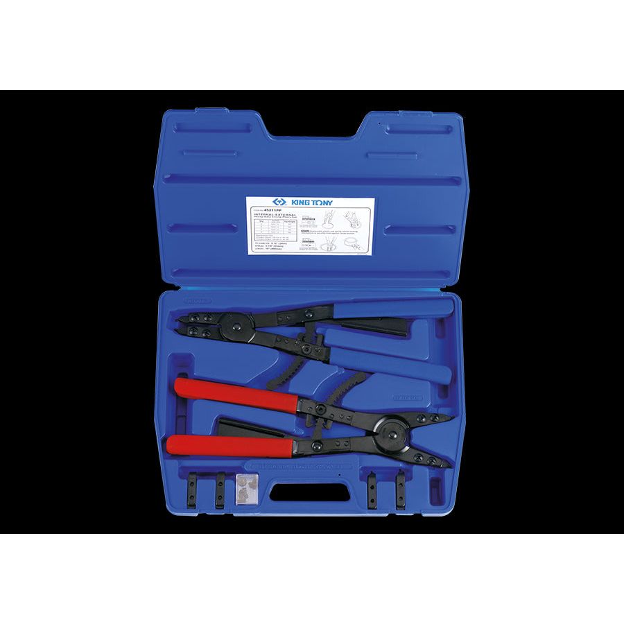 KING TONY Profi-Werkzeuge - Verstellbares Sprengringzangen-Set - 11 tlg. 45211PP