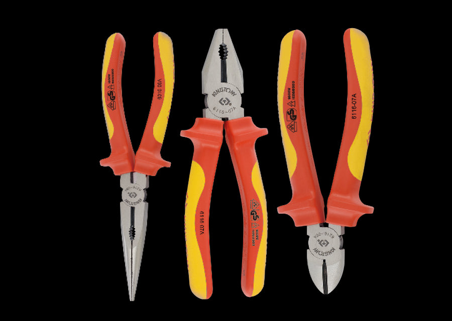 KING TONY Profi-Werkzeuge - VDE-Zangen-Set bis 1000V Schutzisoliert - 3 tlg. 40603GP