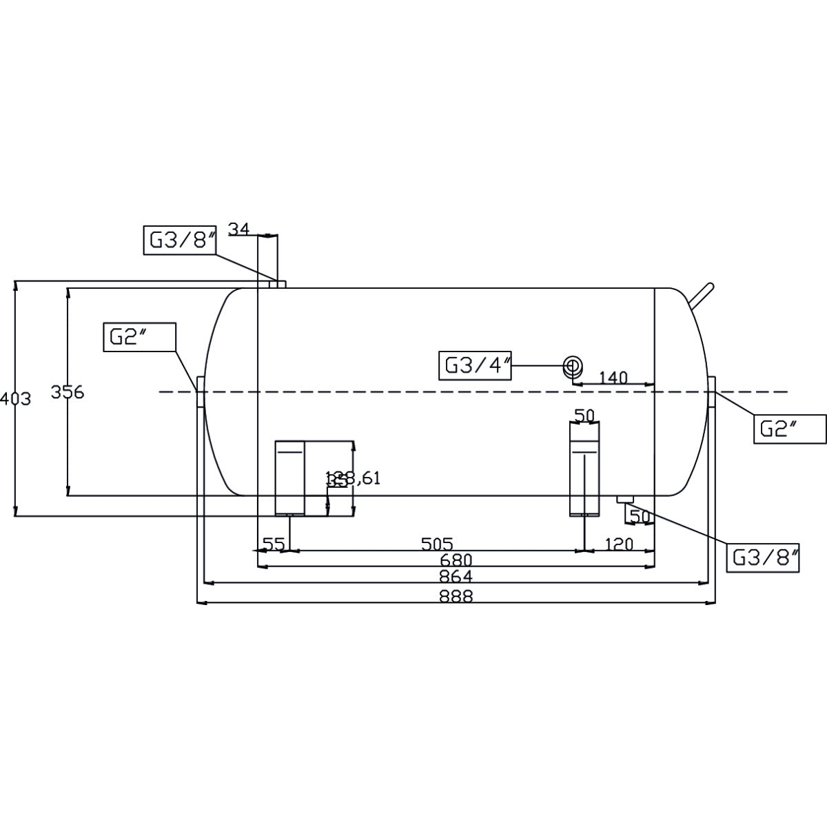 AIRCRAFT Druckluftbehälter ACDB 75/13 H OK AD 2000 SM-2500112_AD