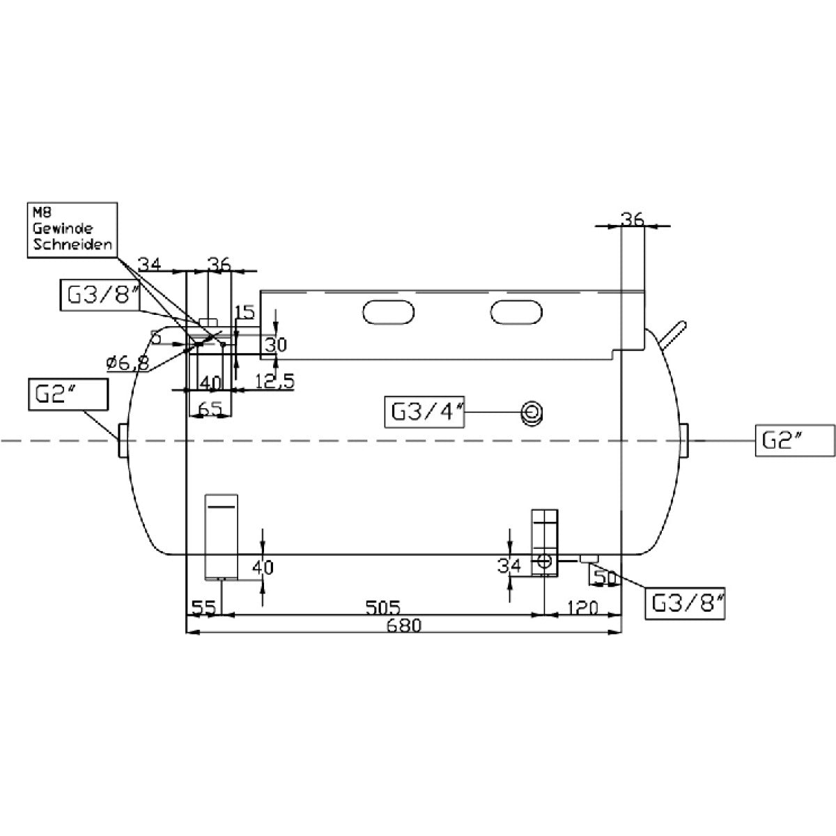 AIRCRAFT Druckluftbehälter ACDB 75/13 H MK mit Konsole SM-2500112