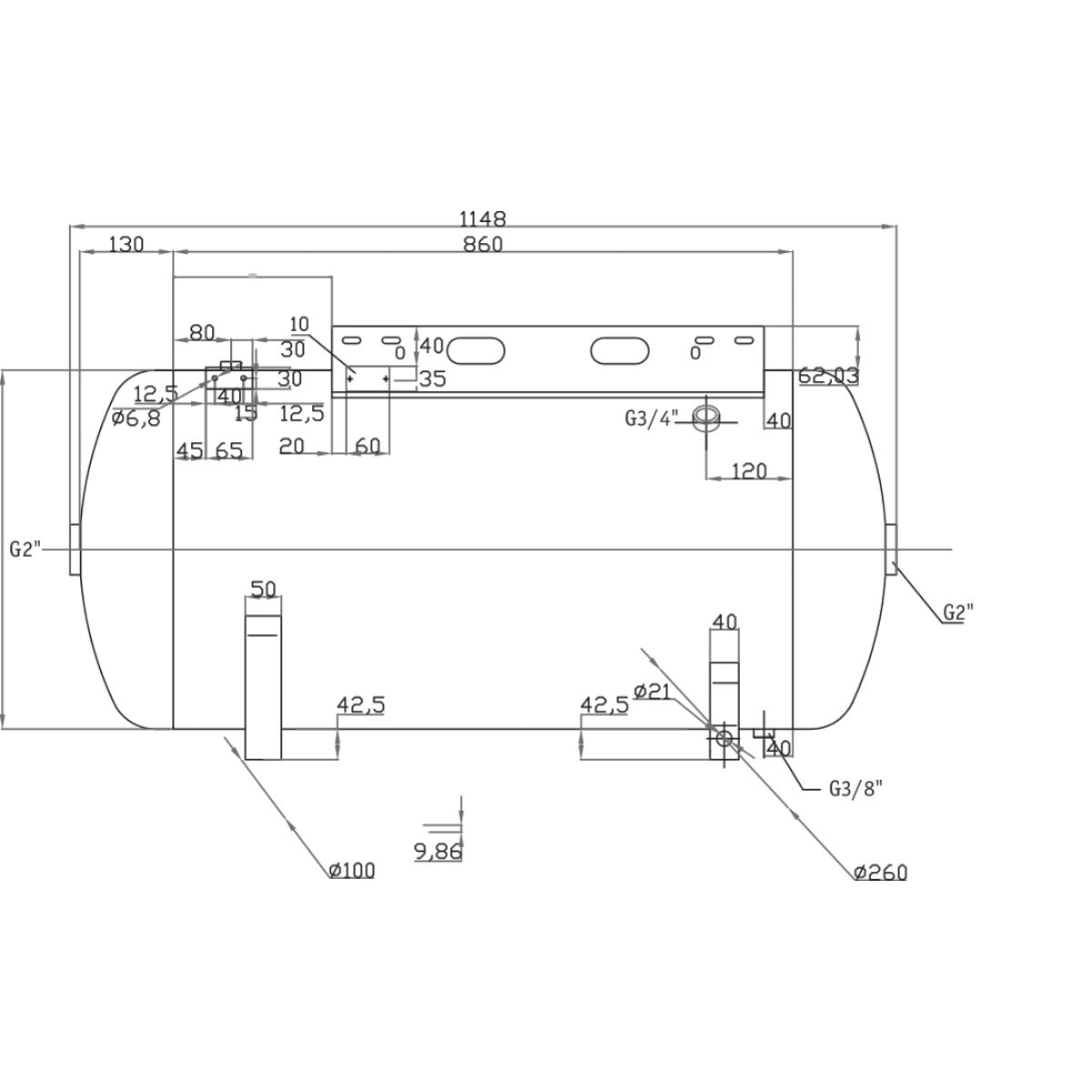 AIRCRAFT Druckluftbehälter ACDB 200/10 H verzinkt AD 2000 SM-2500203