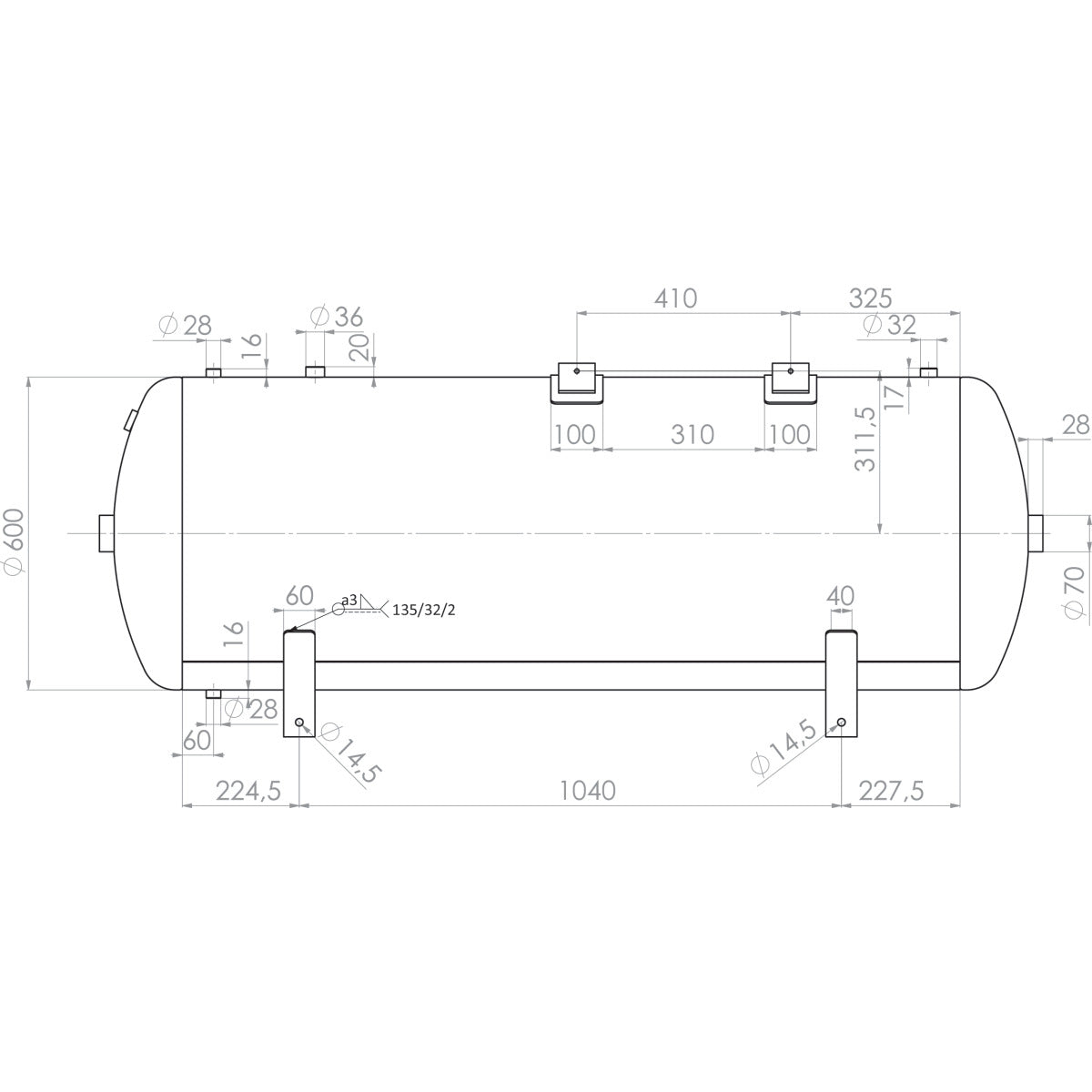 AIRCRAFT Druckluftbehälter ACDB 500/15 H verzinkt SM-2500505