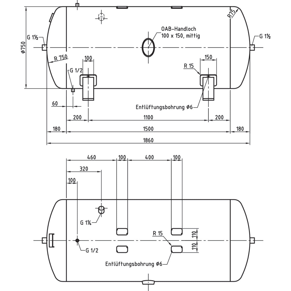 AIRCRAFT Druckluftbehälter DB VZ 750/11 H SM-2500676