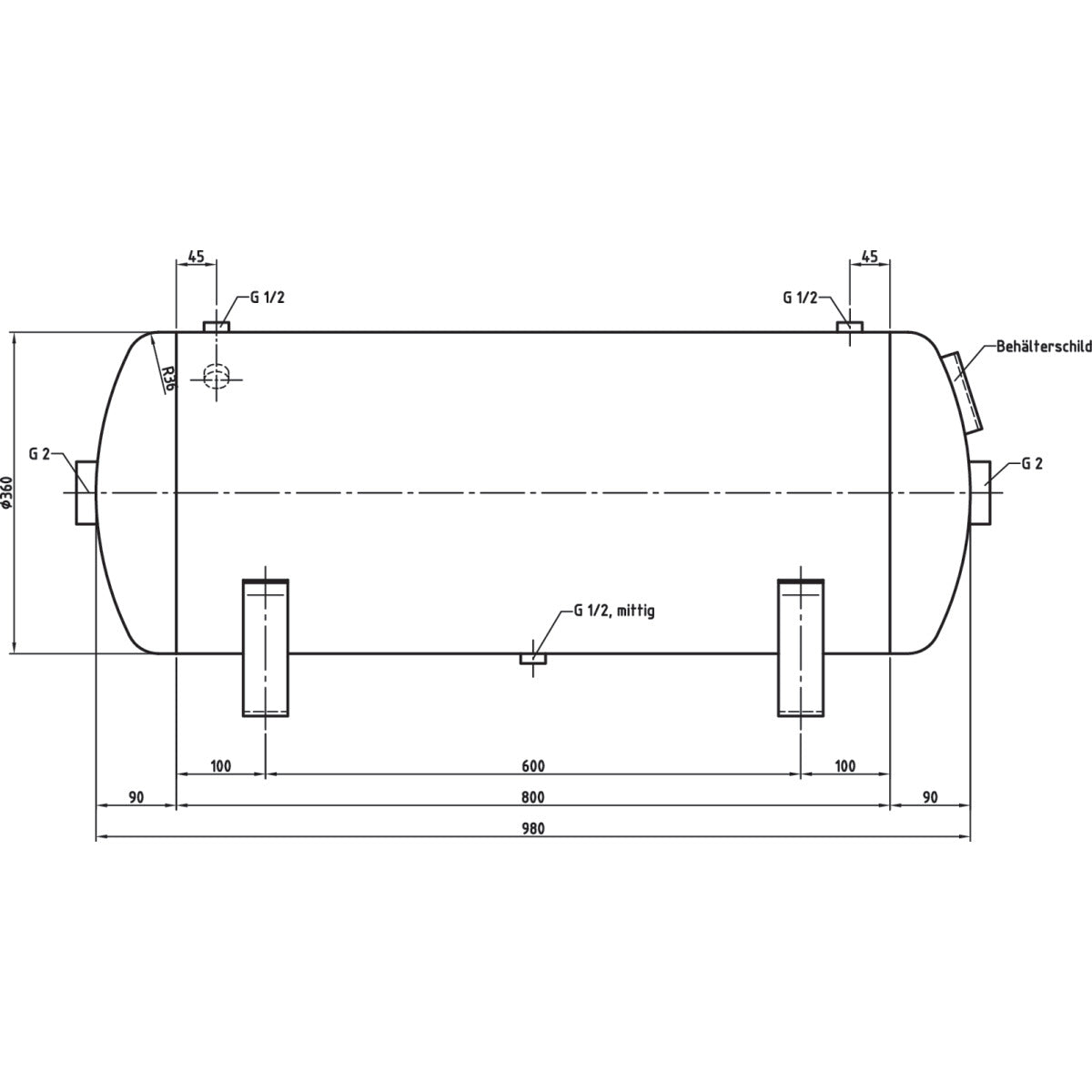 AIRCRAFT Druckluftbehälter DB VZ 90/16 H SM-2500822