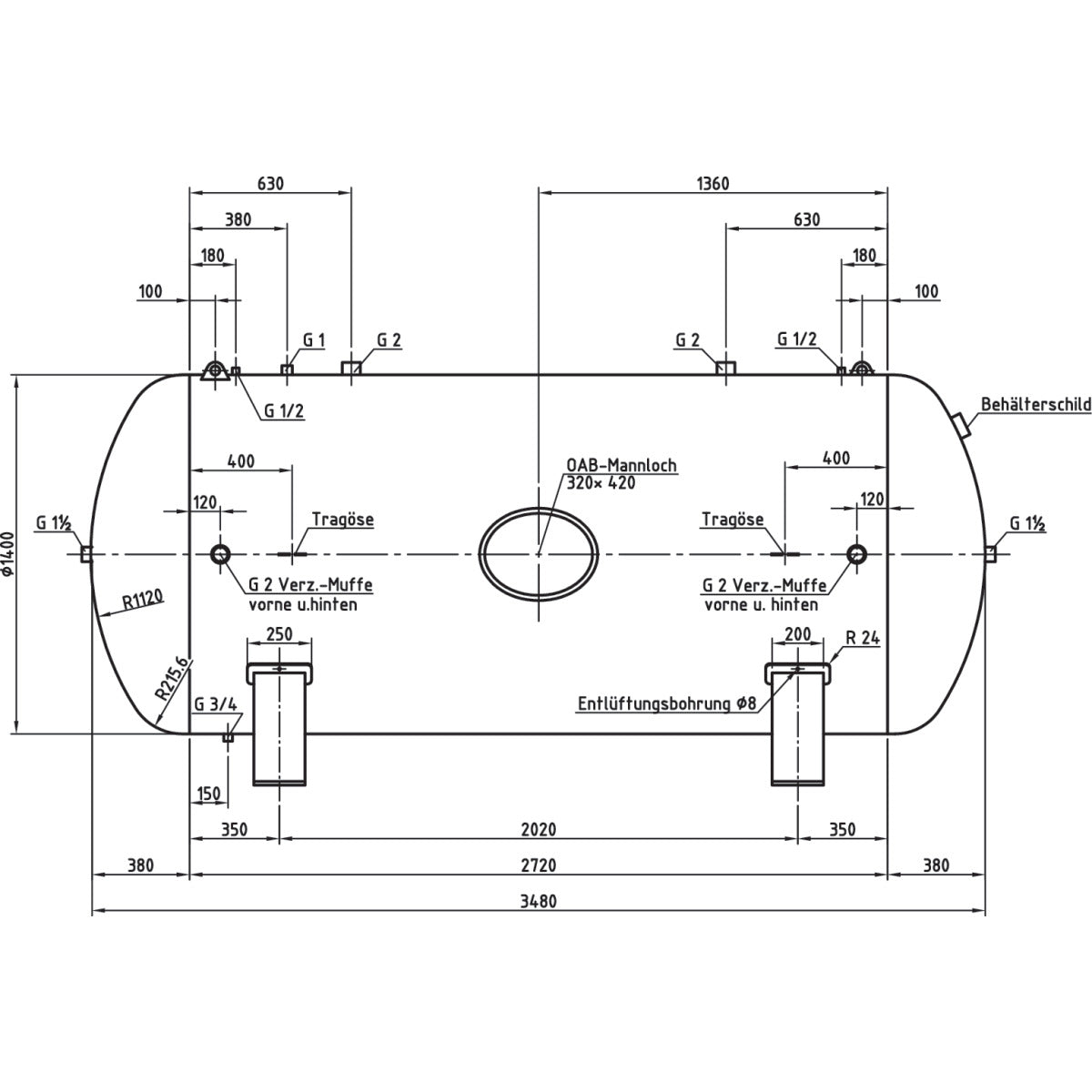 AIRCRAFT Druckluftbehälter DB VZ 5000/16 H SM-2500931